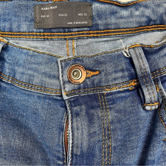 Zara Mens Distressed Blue Denim Jean Pants | Size: 32 - Picture 6 of 7